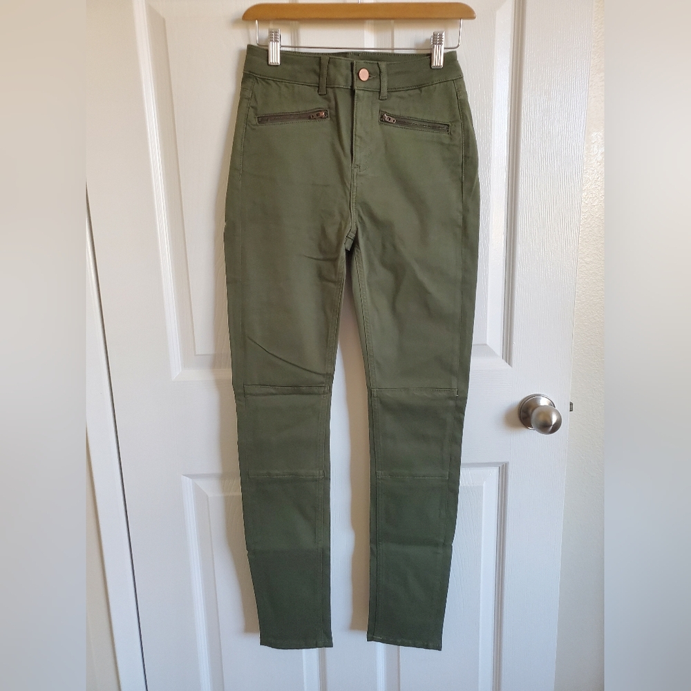 Boden Olive Green Skinny Biker Pants Women Size 2